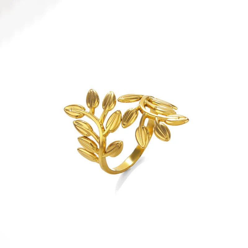 Driara 002  Elegant Leaf Design Adjustable Gold Ring for Women & Girls | Lightweight Daily Wear Finger Ring | Anti Tarnish Jewellery