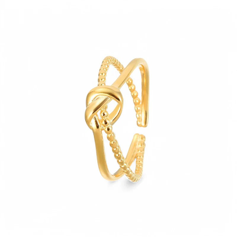 Gold Knot Adjustable Finger Ring for Women & Girls | Anti Tarnish | Daily Wear Ring