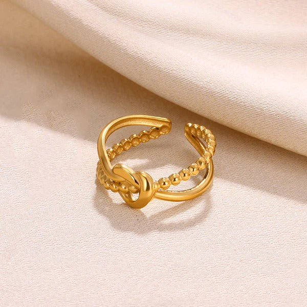 Gold Knot Adjustable Finger Ring for Women & Girls | Anti Tarnish | Daily Wear Ring