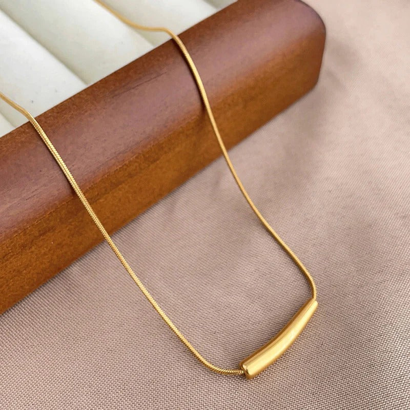 Driara 090 Gold-Plated Minimal Bar Necklace for Women | Korean Style | Anti-Tarnish | Daily Wear Jewellery