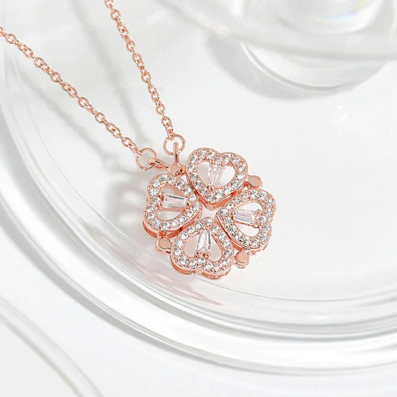 Driara 018 Rose Gold Plated Heart Cluster Pendant with Chain for Women & Girls – Cute Korean Style Jewellery