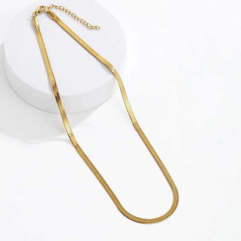 Driara 049 Premium Golden Snake Chain Necklace for Women & Girls | Korean Simple Chain | Daily Wear Jewellery
