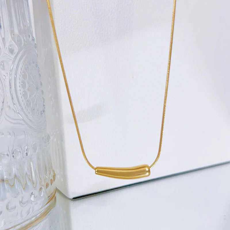 Driara 090 Gold-Plated Minimal Bar Necklace for Women | Korean Style | Anti-Tarnish | Daily Wear Jewellery