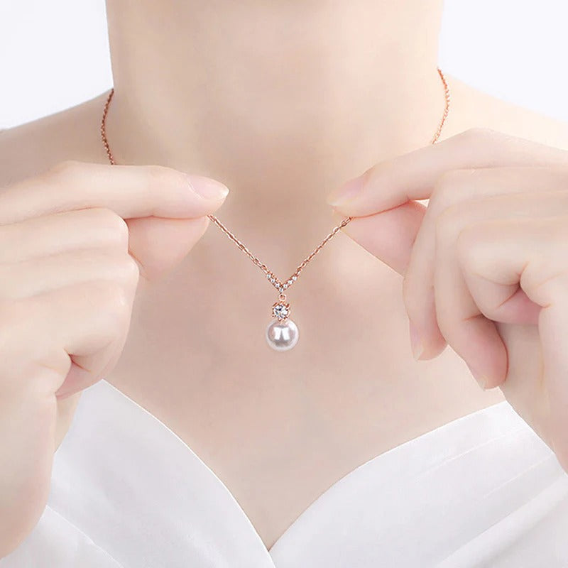 Driara 022 Rose Gold Plated V-Shape Solitaire AD Pendant with Chain for Women & Girls – Korean Style Elegant Necklace