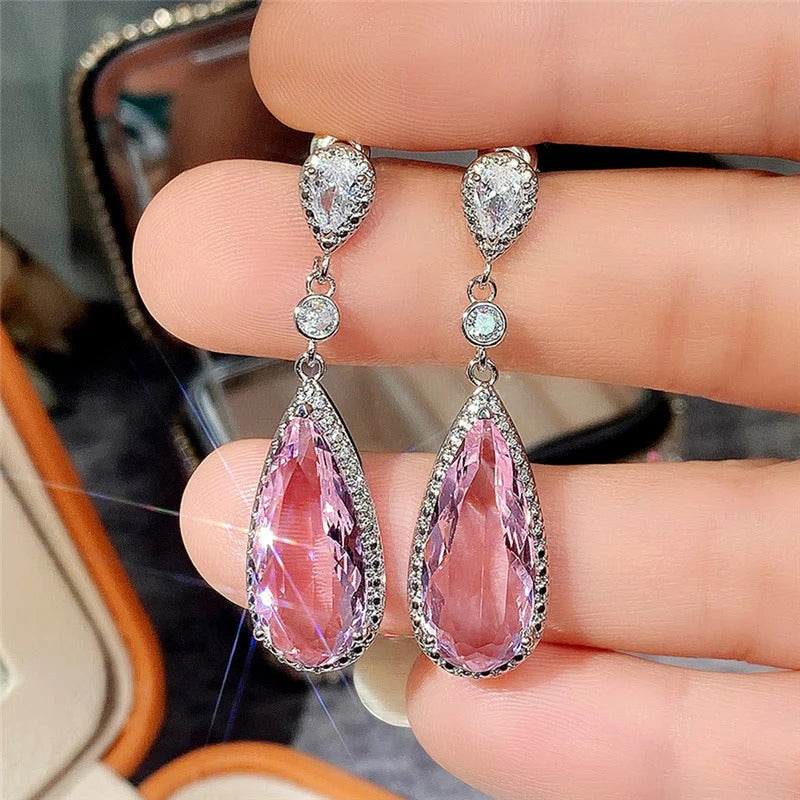 Driara 075 Purple Crystal Drop Earrings for Women & Girls | Premium American Diamond Long Danglers | Party Wear Stylish Jewellery