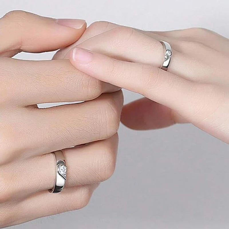 Driara 042 Silver Finish Adjustable Couple Ring for Men & Women | Matching Stylish Love Ring Pair | Anti-Tarnish Stainless Steel