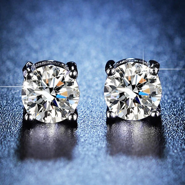 DRIARA 0189  Silver Plated Floral CZ Stud Earrings for Women & Girls | Elegant Flower Design Diamond Look Earrings