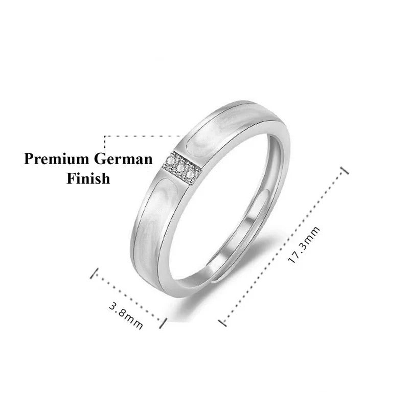 DRIARA 0162 Silver Plated Korean Minimalist American Diamond Adjustable Finger Ring | Slim Contemporary CZ Ring for Women & Girls