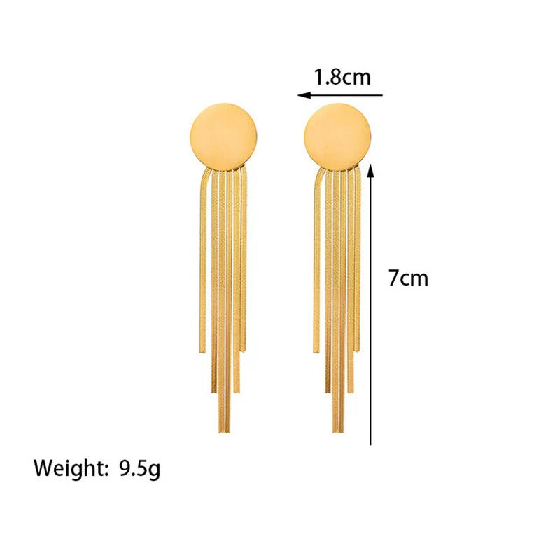 Driara 044 Golden Long Tassel Earrings for Women & Girls | Korean Statement Drop Earrings | Partywear & Fashion Jewellery
