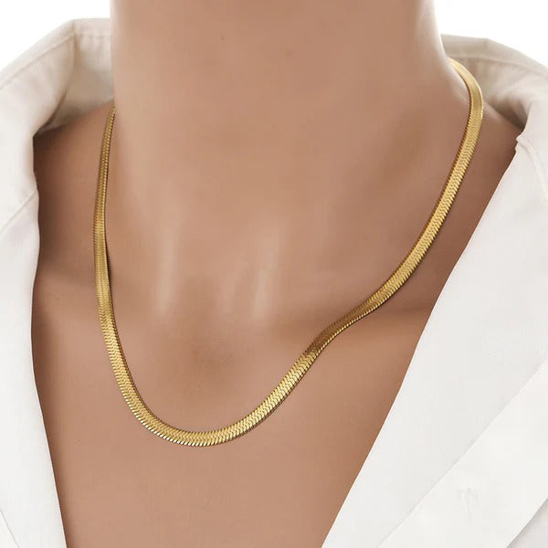 Driara 049 Premium Golden Snake Chain Necklace for Women & Girls | Korean Simple Chain | Daily Wear Jewellery