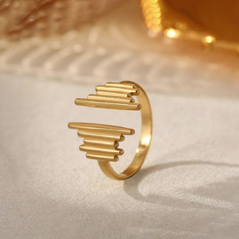 DRIARA 0100 Korean Gold-Plated Minimal Line Adjustable Ring for Women | Stylish Daily Wear | Lightweight Open Design