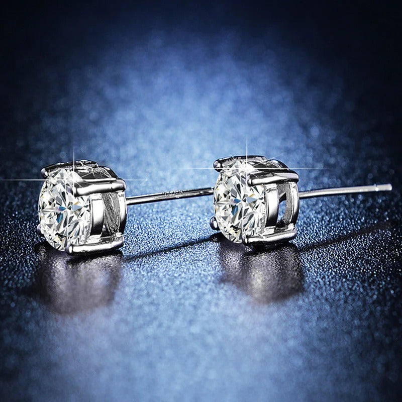 DRIARA 0189  Silver Plated Floral CZ Stud Earrings for Women & Girls | Elegant Flower Design Diamond Look Earrings