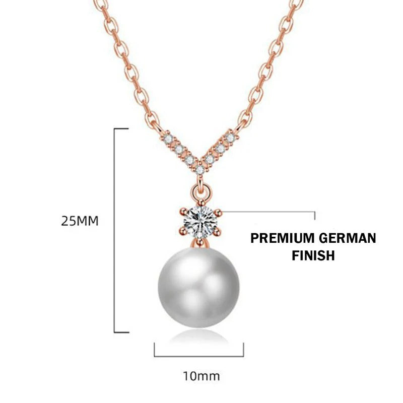 Driara 022 Rose Gold Plated V-Shape Solitaire AD Pendant with Chain for Women & Girls – Korean Style Elegant Necklace
