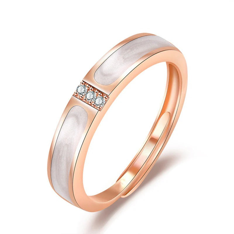 DRIARA 0172 Rose Gold Plated Minimal CZ Korean Adjustable Ring | Simple Elegant Finger Ring for Women & Girls