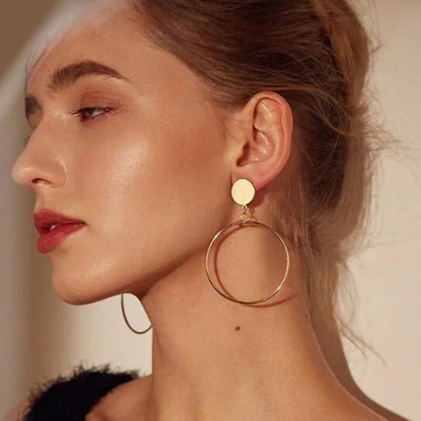 DRIARA 0196 Rose Gold Minimal Hoop Earrings for Women | Korean Style Lightweight Round Earrings