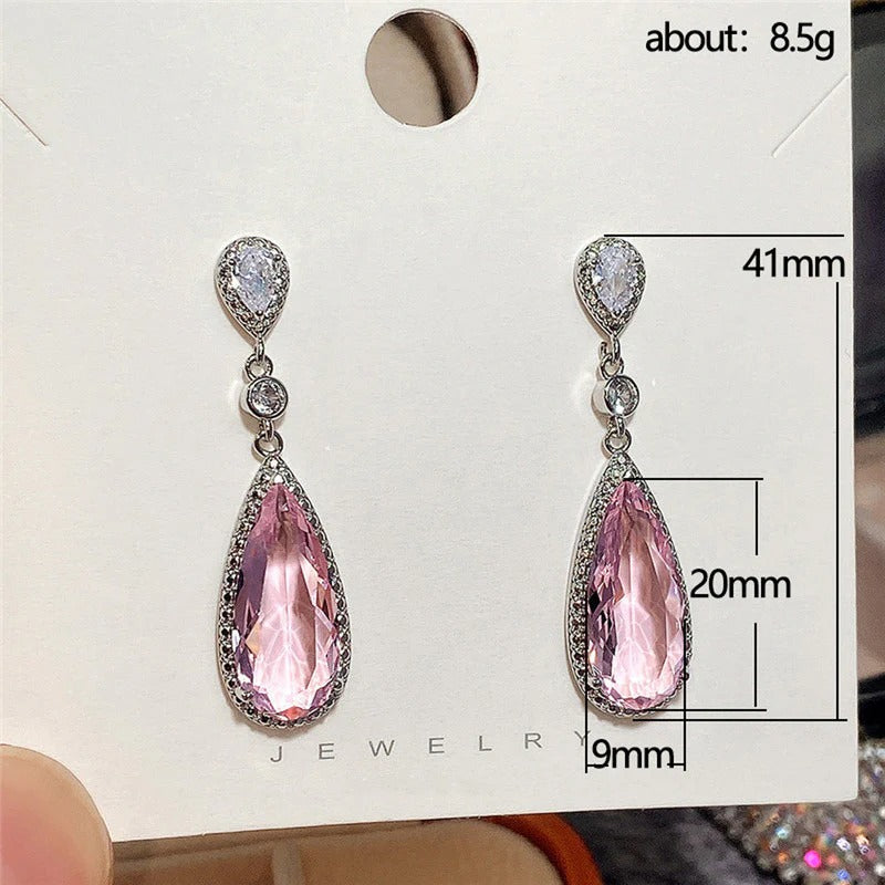 Driara 075 Purple Crystal Drop Earrings for Women & Girls | Premium American Diamond Long Danglers | Party Wear Stylish Jewellery