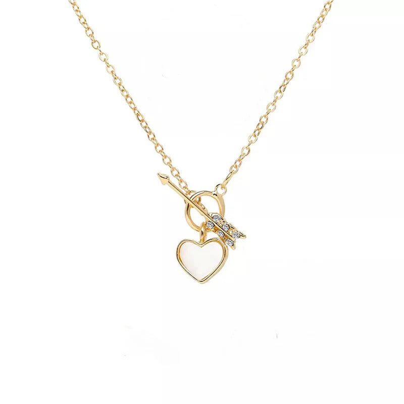 Driara 033 Golden Heart Pendant Necklace for Women | Elegant Gold Plated Chain | Stylish Daily Wear Jewellery