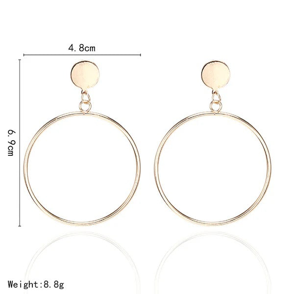 DRIARA 0196 Rose Gold Minimal Hoop Earrings for Women | Korean Style Lightweight Round Earrings