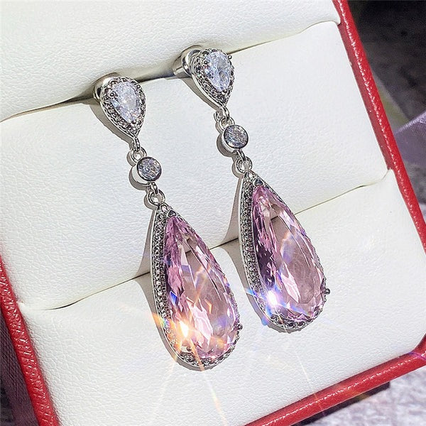 Driara 075 Purple Crystal Drop Earrings for Women & Girls | Premium American Diamond Long Danglers | Party Wear Stylish Jewellery