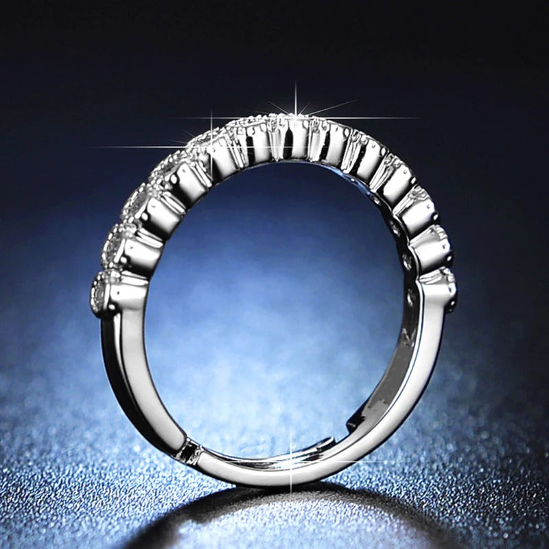 Driara  0134Silver Plated AD Stone Finger Ring | Adjustable Korean Style Sparkling Diamond Ring for Women & Girls