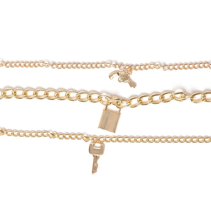 Driara 025 Gold Plated Multi-Charm Bracelet for Women & Girls – Trendy Double Layer Chain Bracelet