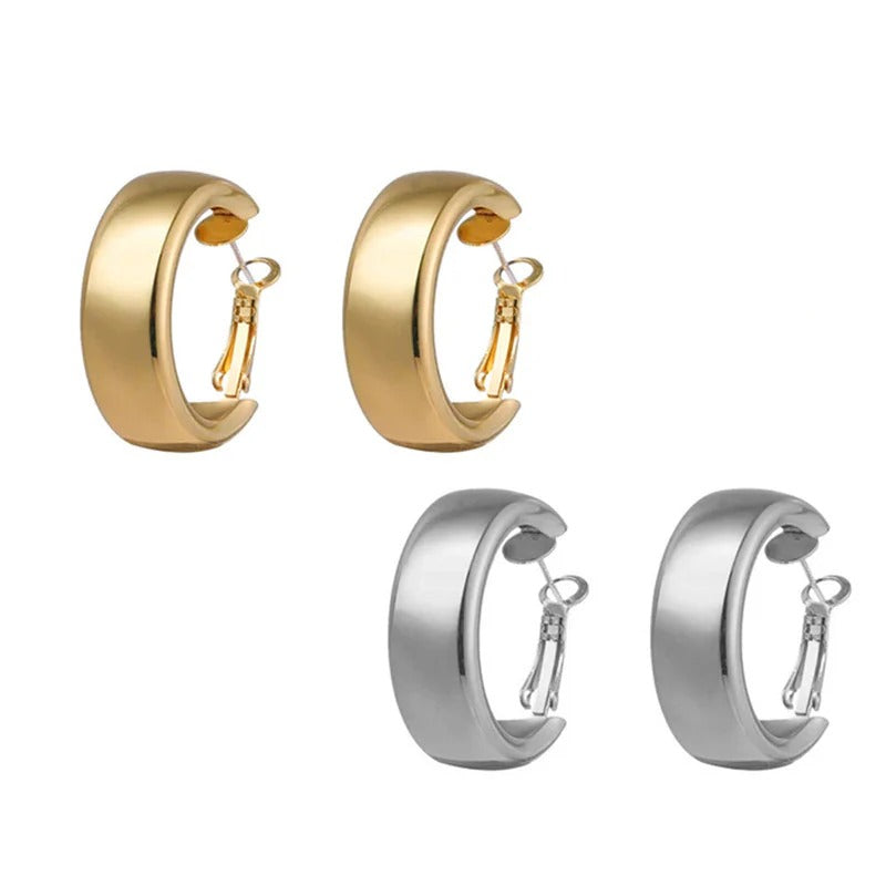 Driara 0122  2-Pair Gold & Silver Hoop Earring Combo | Premium Thick Hoops for Women & Girls