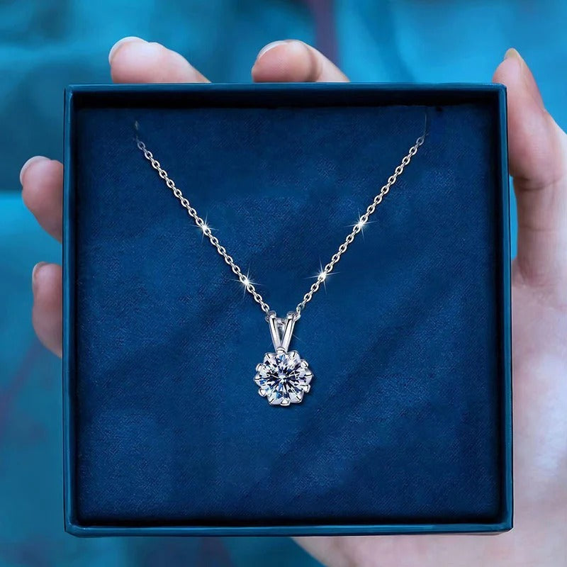 Driara 017 Silver Plated Solitaire AD Pendant with Chain for Women & Girls – Premium American Diamond Necklace