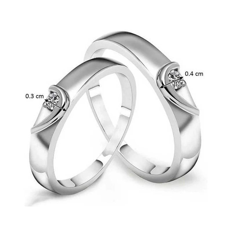 Driara 042 Silver Finish Adjustable Couple Ring for Men & Women | Matching Stylish Love Ring Pair | Anti-Tarnish Stainless Steel
