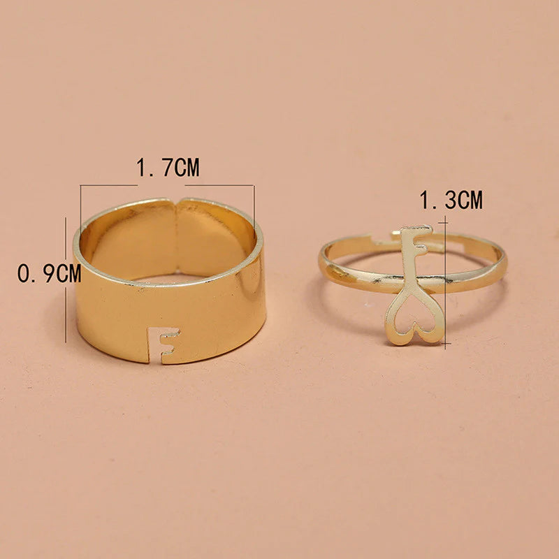 Driara 0135  Gold Plated Key-Themed Finger Rings | Pack of 2 Adjustable Stylish Rings for Women & Girls