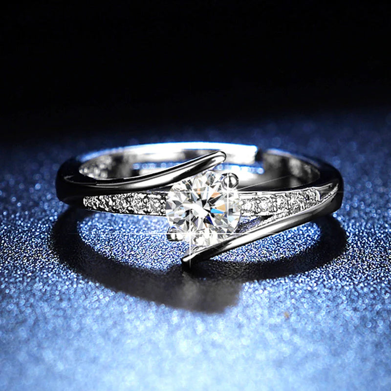 Driara 081 Black Platinum Solitaire Ring for Women & Girls | Premium AD Stone Engagement Style Ring | Trendy Party Wear Jewellery