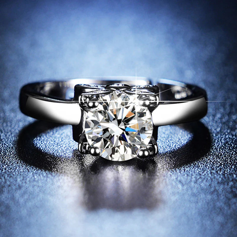 DRIARA 0168 Silver Plated Butterfly Solitaire American Diamond Ring | Adjustable CZ Finger Ring for Women & Girls