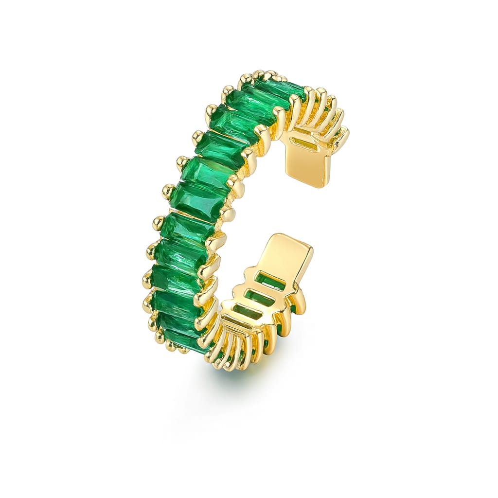 Driara 005 Green Stone Gold Plated Adjustable Ring for Women & Girls