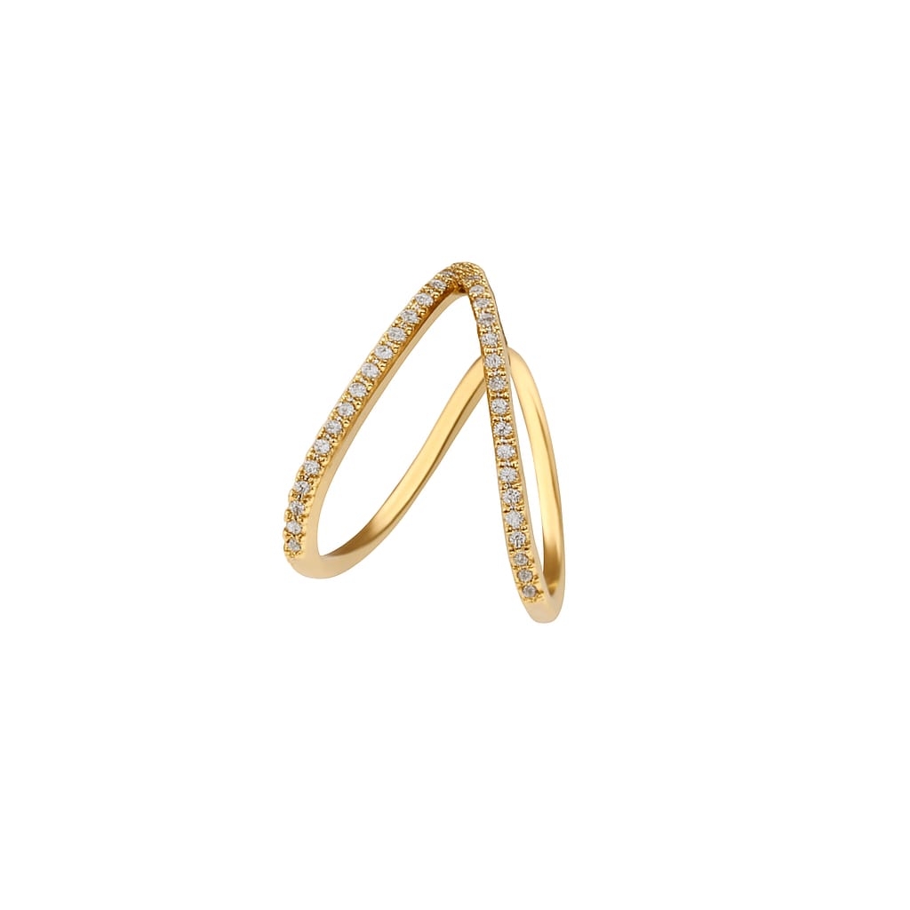 Driara 009 Rose Gold V-Shape CZ Adjustable Ring for Women & Girls