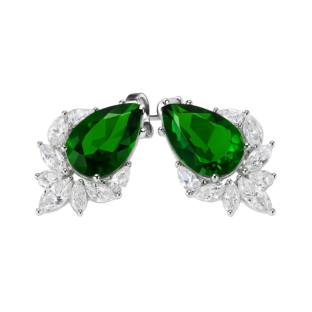 Driara 077 Premium Green Crystal Stud Earrings for Women & Girls | Luxury Party Wear American Diamond Earrings | Elegant Green Stone Jewellery