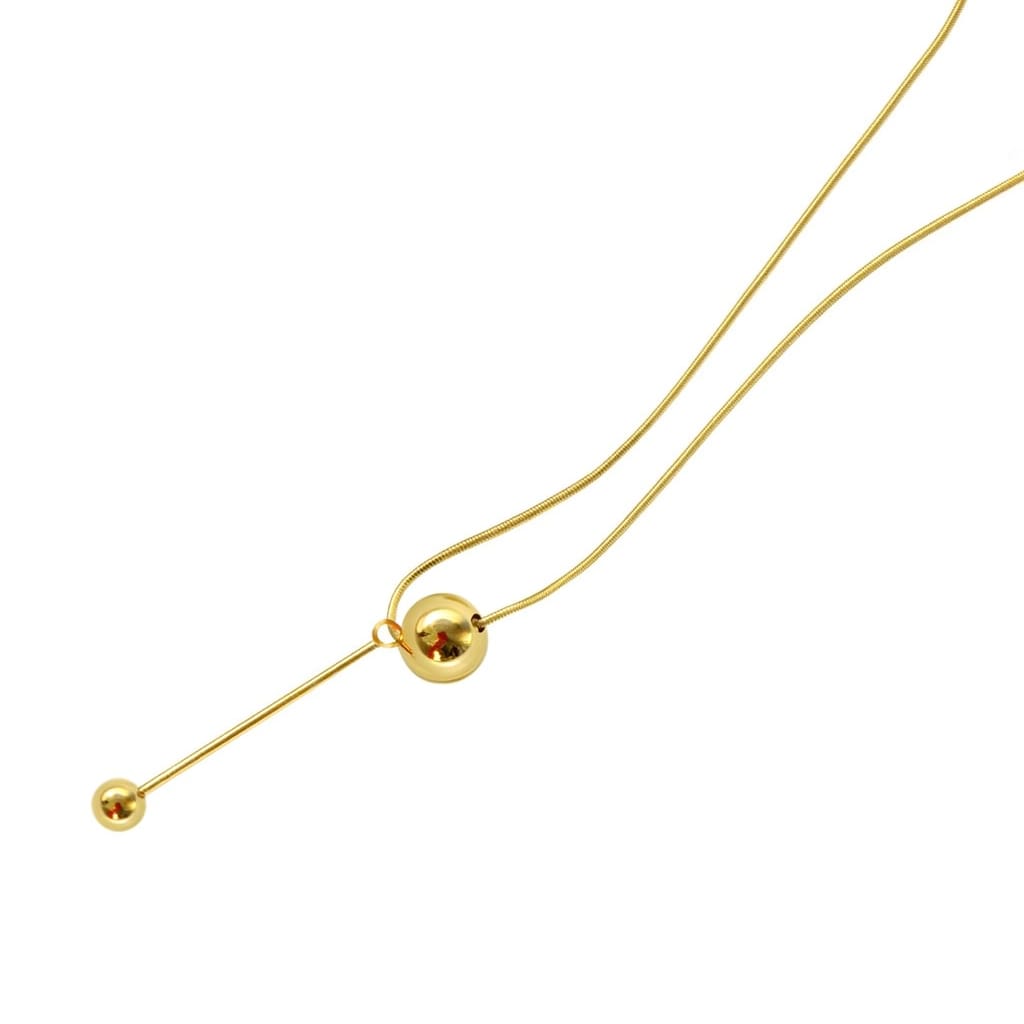 Driara 019 Gold Plated Minimal Ball Pendant Necklace for Women & Girls – Korean Style Elegant Chain