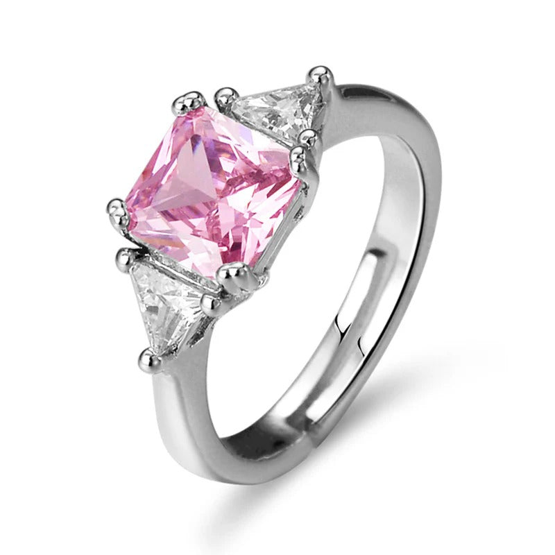 Driara 024 Silver Plated Pink Heart AD/CZ Ring for Women & Girls – Premium Romantic Finger Ring