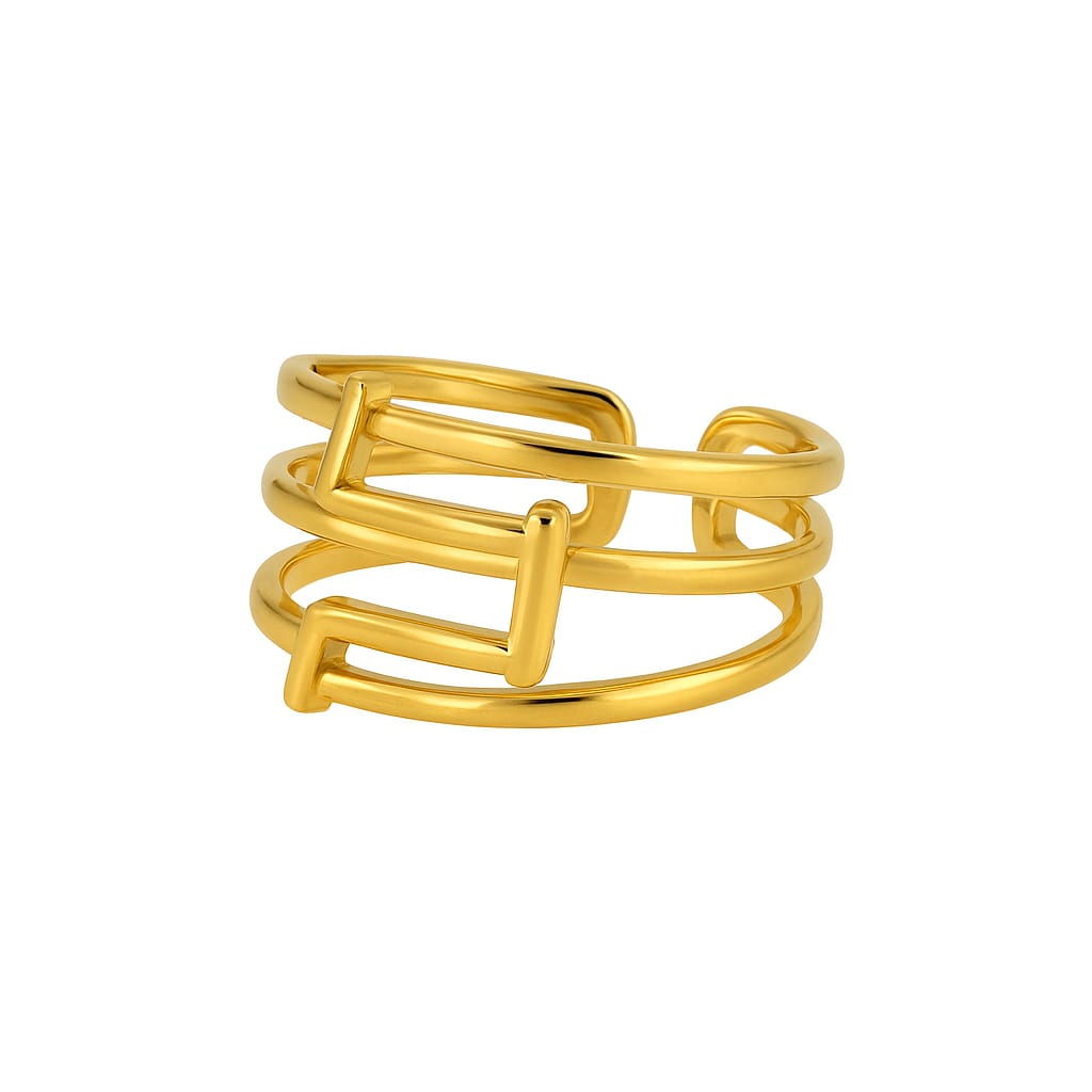 Driara 054 Golden Adjustable Multi-Layer Designer Ring for Women & Girls | Korean Style Open Ring | Trendy Daily & Party Wear Jewellery