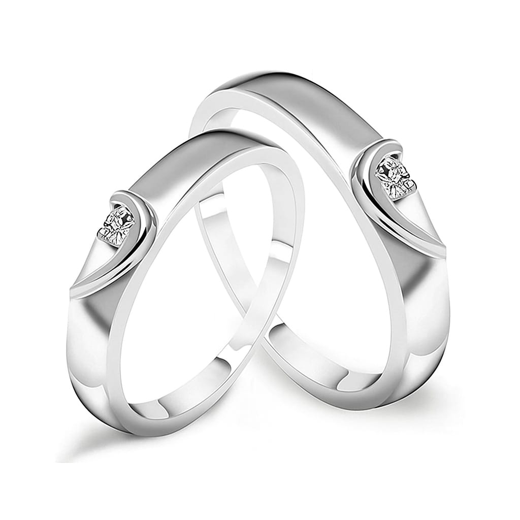 Driara 042 Silver Finish Adjustable Couple Ring for Men & Women | Matching Stylish Love Ring Pair | Anti-Tarnish Stainless Steel