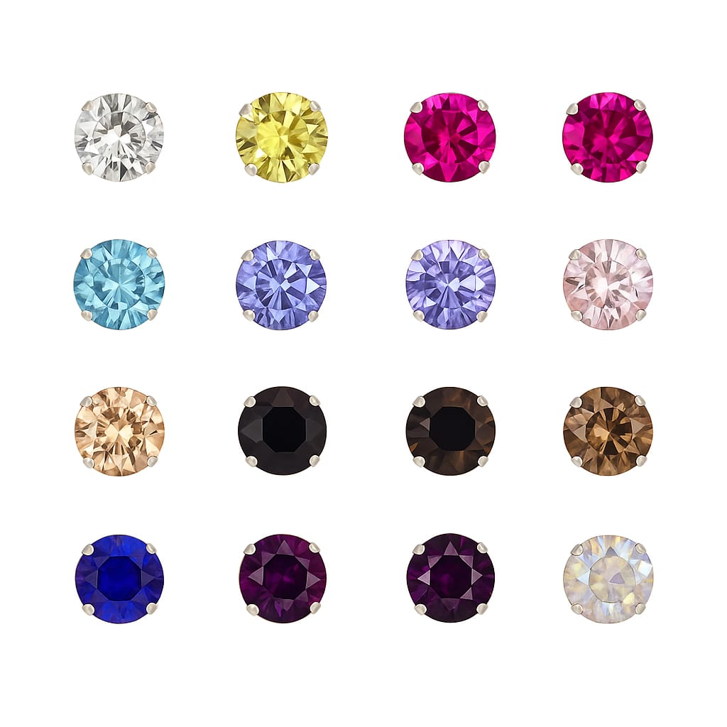 Driara 038 12 Pair Multi-Color Crystal Stud Earrings Set for Women & Girls | Daily Wear Stone Stud Combo | Korean Style