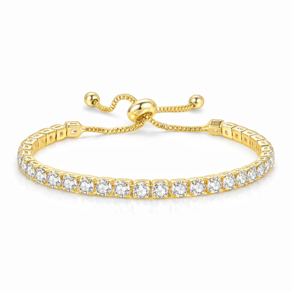 DRIARA 0193  Gold Plated CZ Tennis Bracelet for Women & Girls | Adjustable Diamond Look Bracelet