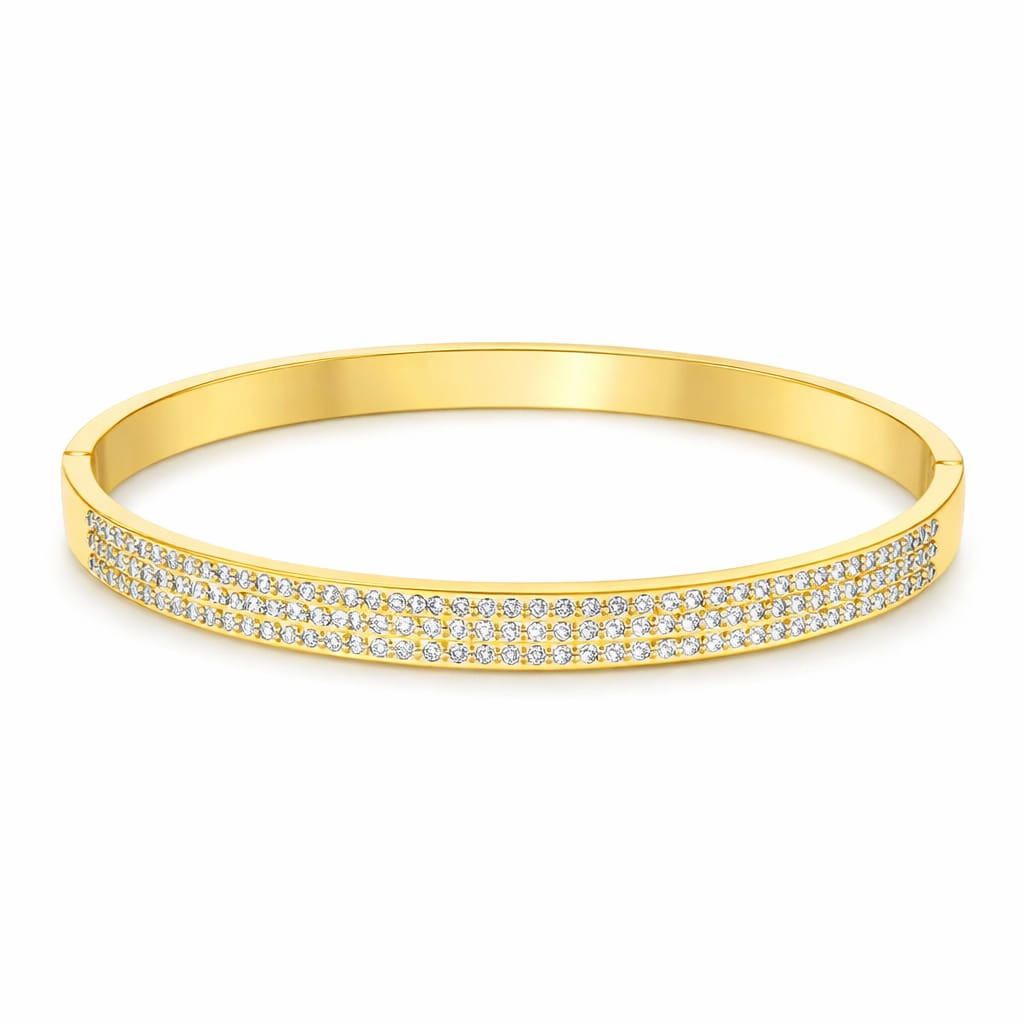 DRIARA 0198  Gold Plated Diamond Studded Slim Bangle for Women | Elegant Daily Wear Kada Bracelet