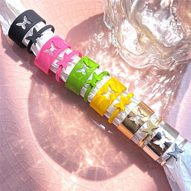 Driara  0136 Multicolour Butterfly Finger Rings Set of 12 | Adjustable Cute & Trendy Rings for Women & Girls