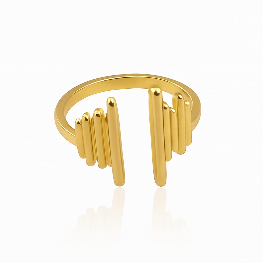 DRIARA 0100 Korean Gold-Plated Minimal Line Adjustable Ring for Women | Stylish Daily Wear | Lightweight Open Design