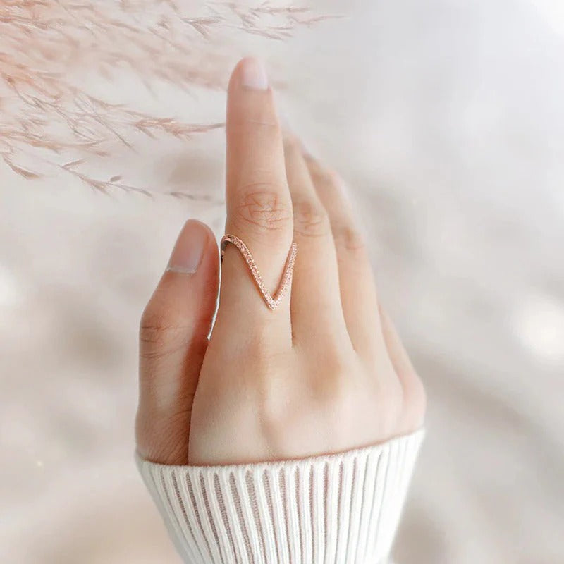 Driara 008 Rose Gold Double Layer CZ Adjustable Ring for Women & Girls