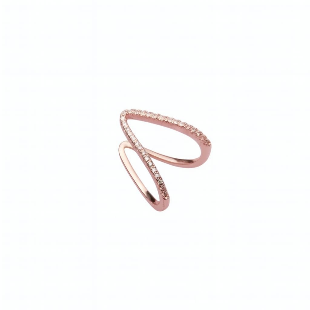 Driara 008 Rose Gold Double Layer CZ Adjustable Ring for Women & Girls