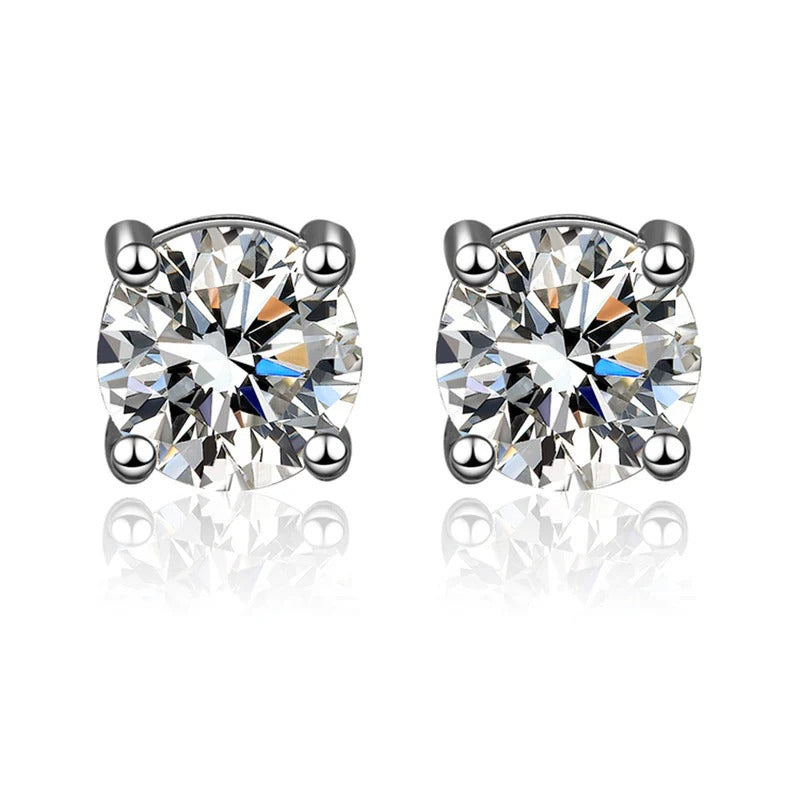 DRIARA 0189  Silver Plated Floral CZ Stud Earrings for Women & Girls | Elegant Flower Design Diamond Look Earrings