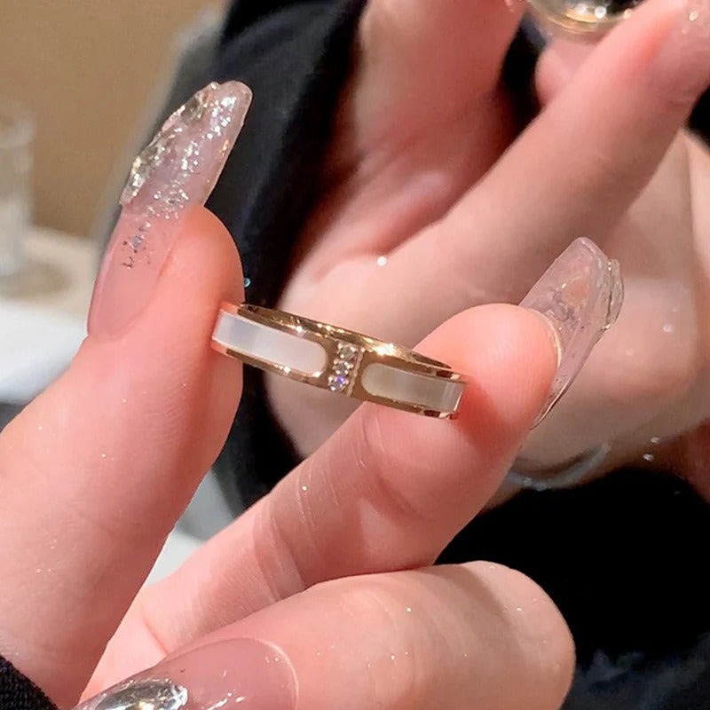 DRIARA 0172 Rose Gold Plated Minimal CZ Korean Adjustable Ring | Simple Elegant Finger Ring for Women & Girls