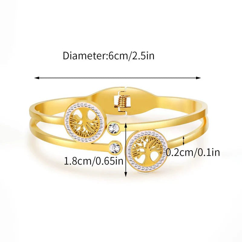 Driara 072 Golden Double Stone Openable Bracelet for Women & Girls | Premium Anti-Tarnish | Korean Party Wear Jewellery
