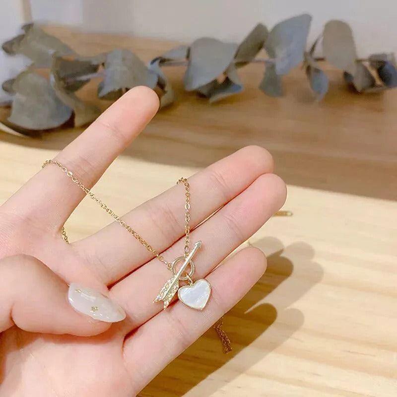 Driara 033 Golden Heart Pendant Necklace for Women | Elegant Gold Plated Chain | Stylish Daily Wear Jewellery