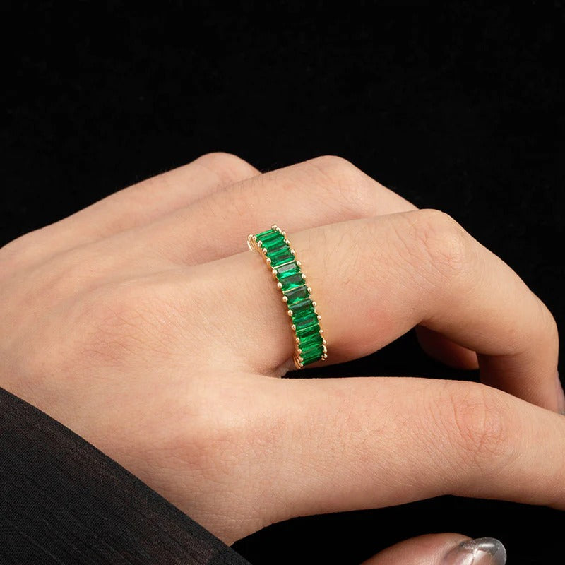 Driara 005 Green Stone Gold Plated Adjustable Ring for Women & Girls
